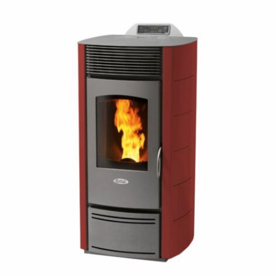 Fair Pelletkachel Z12 – 12 kW – Krachtige verwarming in modern design – Tot 340 m³ – Gietijzer - Bordeaux