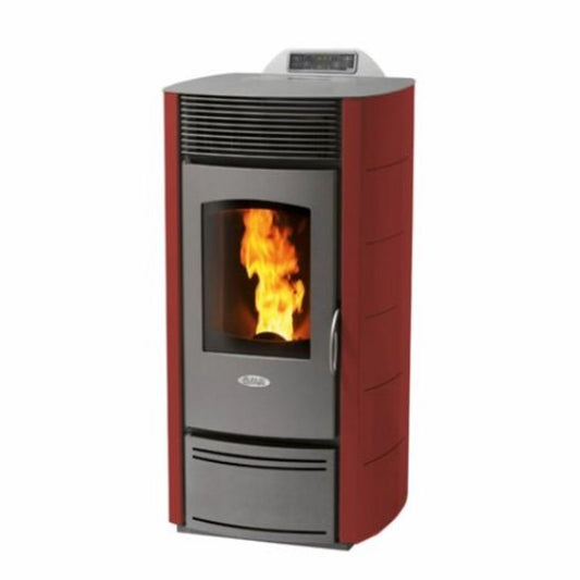 Fair Pelletkachel Z12 – 12 kW – Krachtige verwarming in modern design – Tot 340 m³ – Gietijzer - Bordeaux