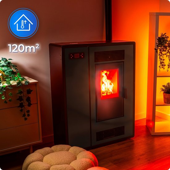 THUNDER® Pelletkachel | ARIA-ZWART I 12 kW | totaal 80 m² | Wi-Fi | Bedieningspaneel | Thermostaat |